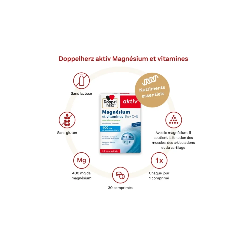 Doppel herz AKTIV MAGNESIUM ET VITAMINES 30 COMPRIMES