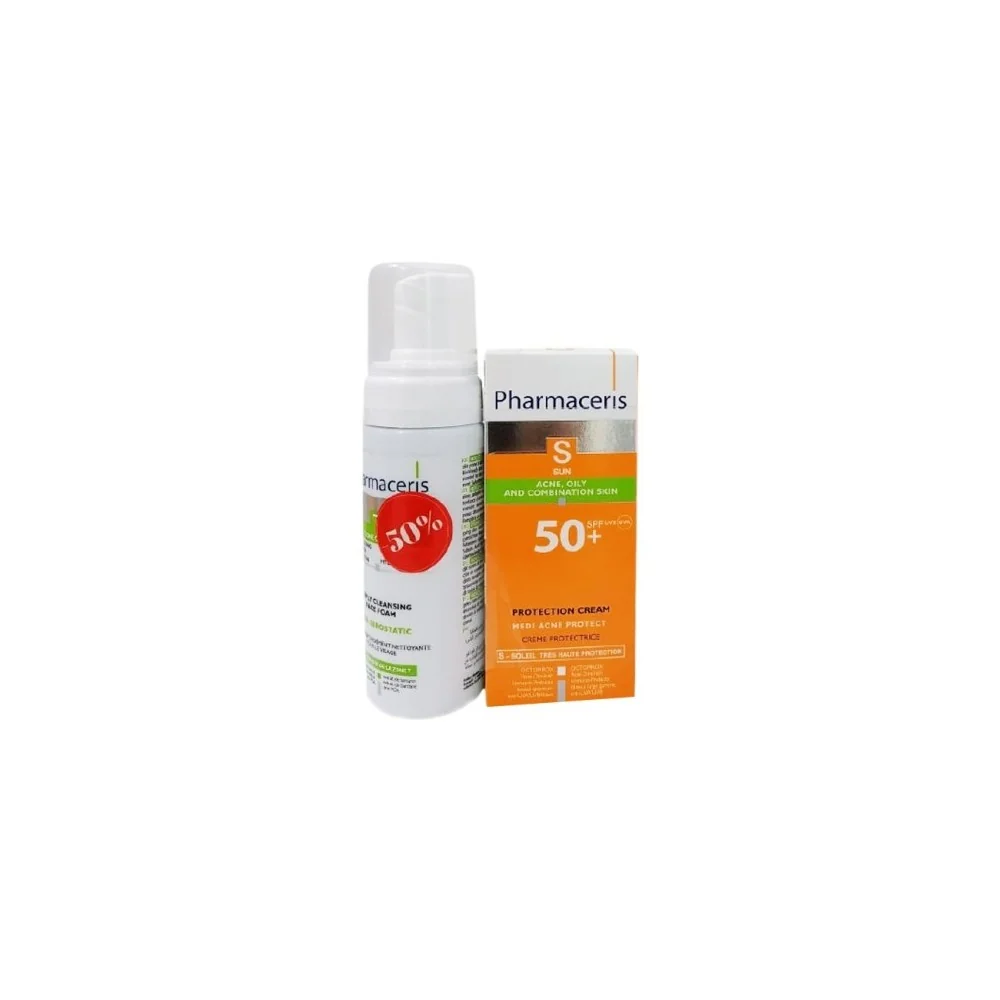 Pharmaceris ecran s sun peaux a imperfections + t puri sebostatic mousse nettoyante