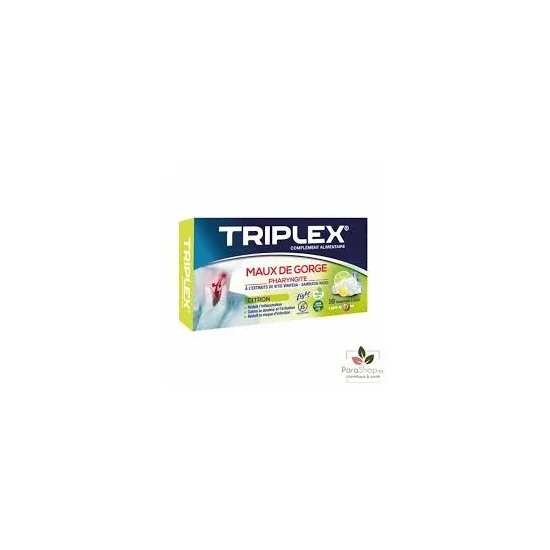 TRIPLEX MAUX DE GORGE CITRON - 16 Comprimes à Sucer