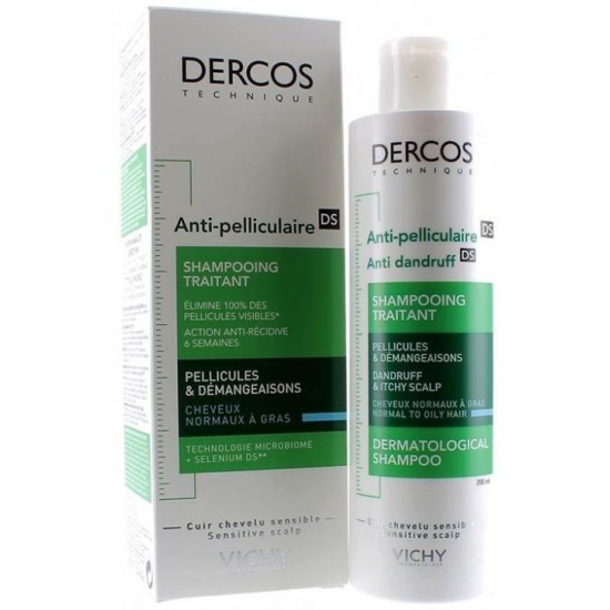 Vichy Dercos Shampoing Traitant Anti-Pelliculaire DS Cheveux Secs 200 ml