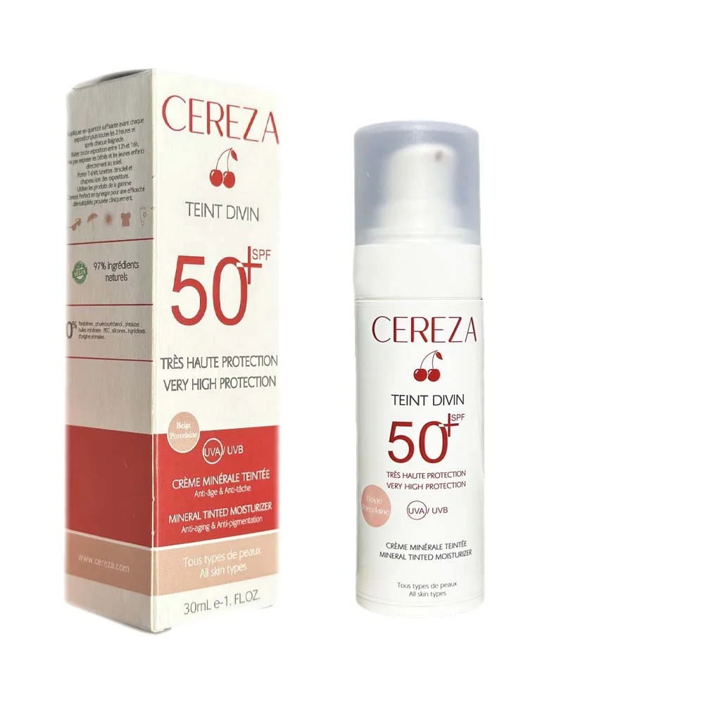 CEREZA TEINT DIVIN ECRAN MINERAL BEIGE PORCELAINE SPF50+ +MINI EAU MICELLAIRE GRATUITE