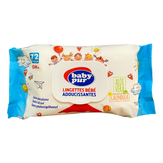 BABY PUR - LINGETTES ADOUCISSANTES 72 PIECES +0MOIS