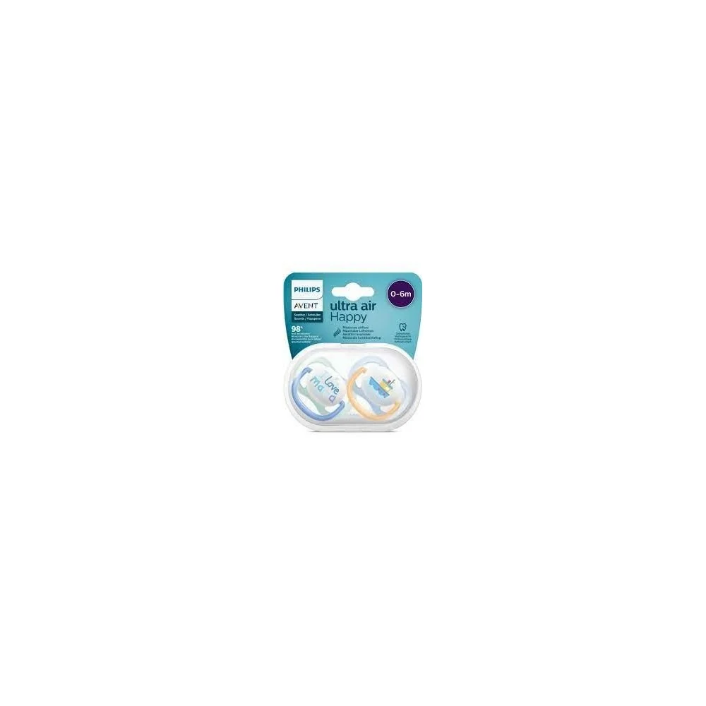 Avent sucette Natural Ultra Air Happy 0-6mois Bleu
