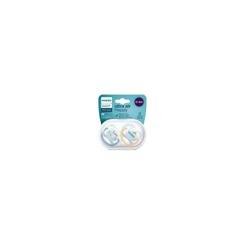 Avent sucette Natural Ultra Air Happy 0-6mois Bleu