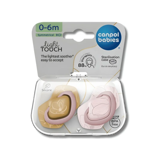 CANPOL BABIES - LOT DE 2 SUCETTES LIGHT TOUCH SOOTHER 0-6MOIS GOLD PINK