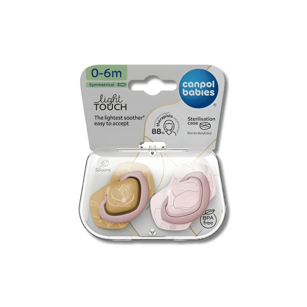 CANPOL BABIES - LOT DE 2 SUCETTES LIGHT TOUCH SOOTHER 0-6MOIS GOLD PINK