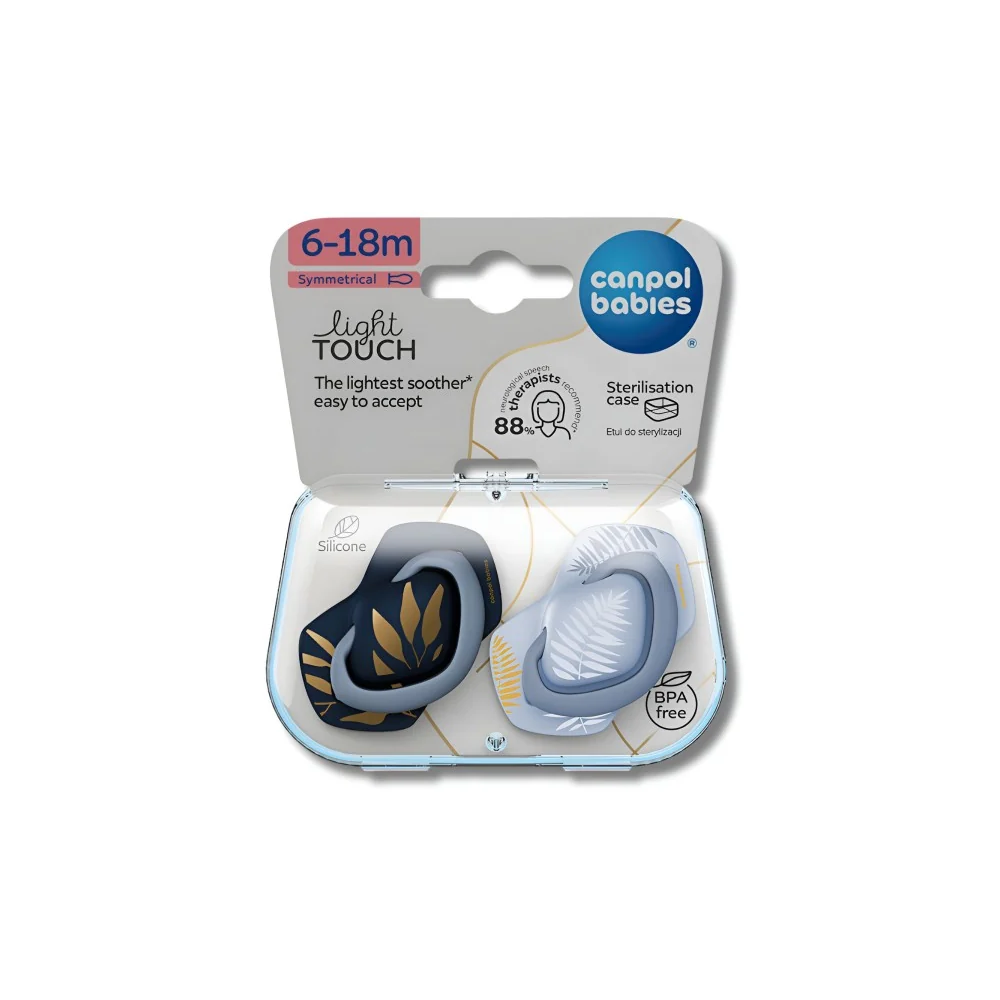 CANPOL BABIES - LOT DE 2 SUCETTES UNIVERSELLE 6-18MOIS LIGHT TOUCH BLEU 22/665