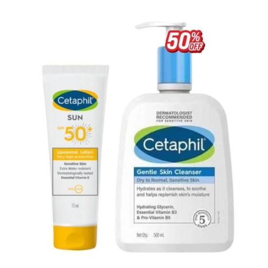 1 Pack Cetaphil ECRAN LIPOSOMAL 50 ML + NETTOYANT NORMALE A SECHE 236ML