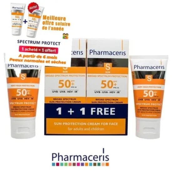 Pharmaceris S Spectrum-Protect Crème Haute Protection SPF50+ 50ml – 1+1 Gratuit