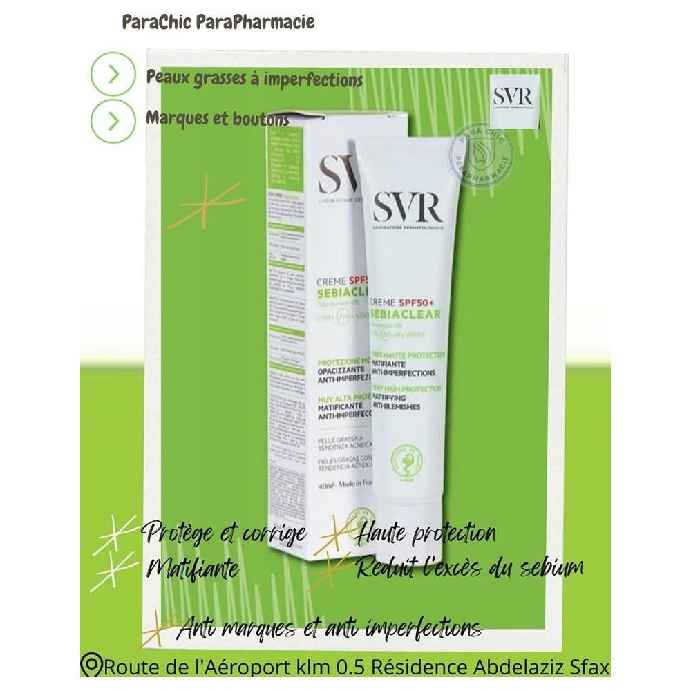 SVR SEBIACLEAR CREME SPF50+ 40ML