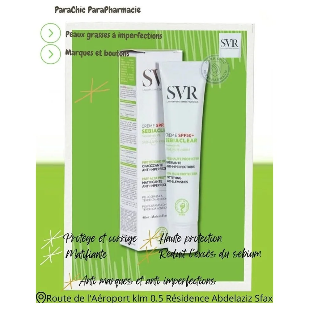 SVR SEBIACLEAR CREME SPF50+ 40ML