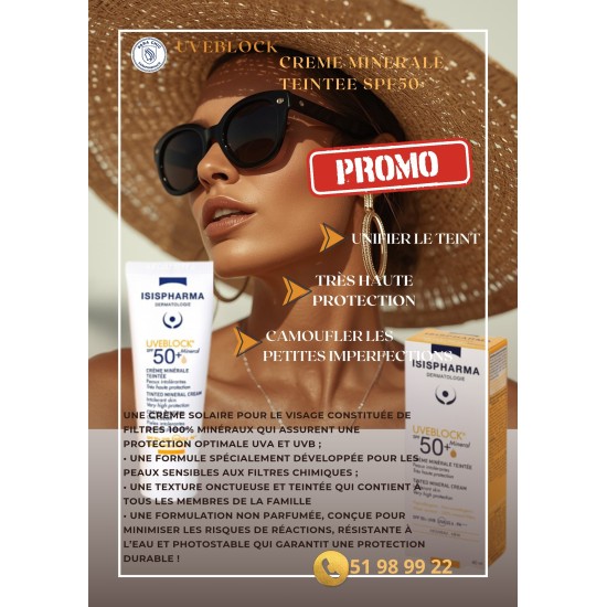 ISISPHARMA UVEBLOCK CREME MINERAL teinte SPF50+ 40ML