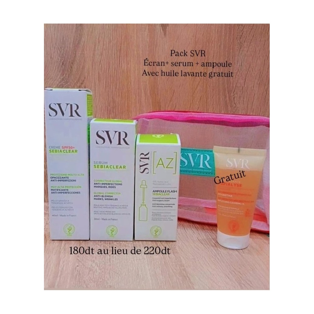 Pack svr sebiaclear creme +serum + ampoule flash +huile lavante gratuit