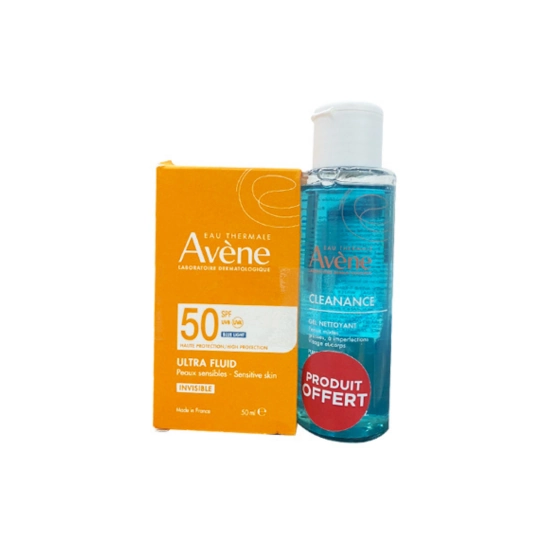 AVENE COFFRET ULTRA FLUIDE INVISIBLE SPF50 50ML+ CLEANANCE GEL 100ML OFFERT