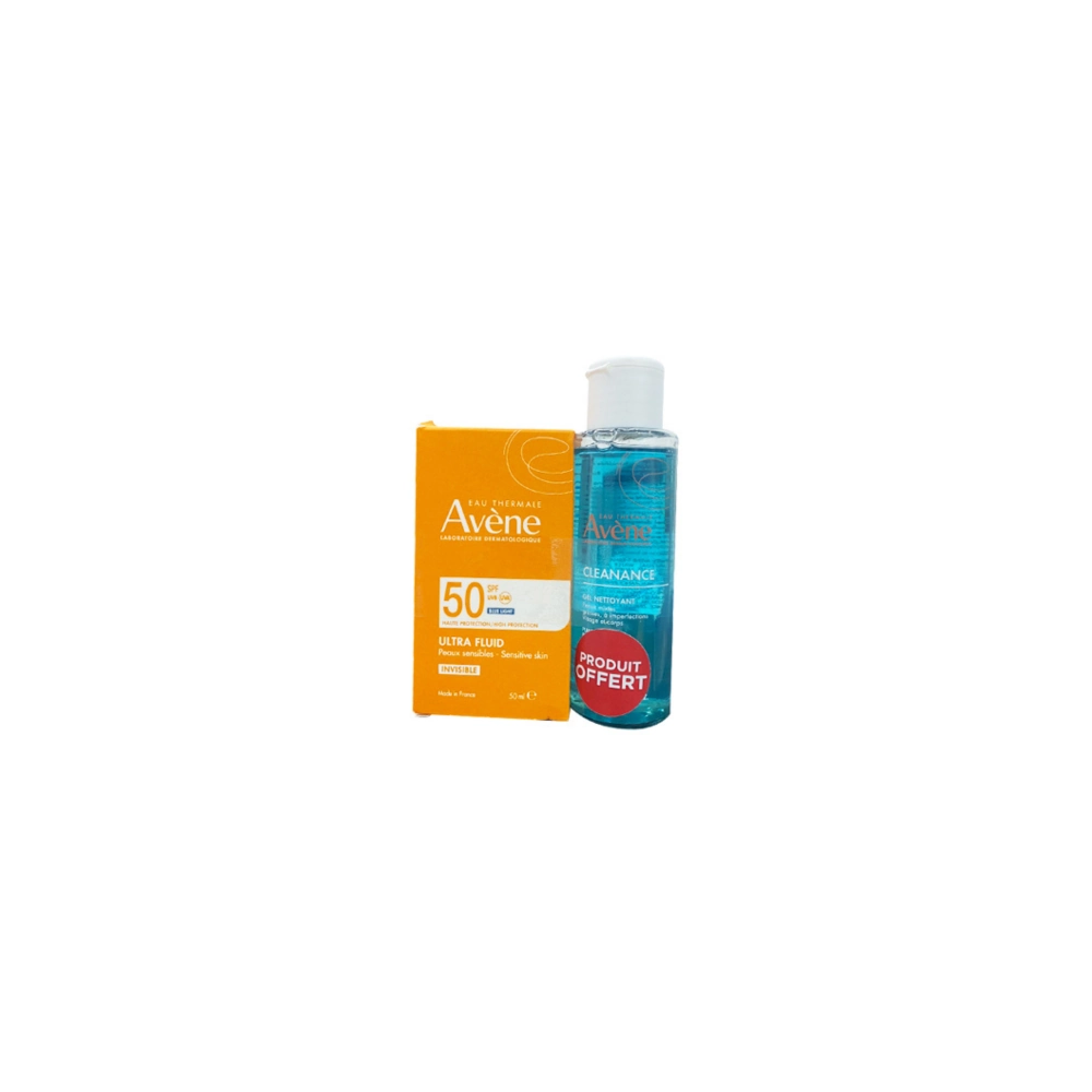 AVENE COFFRET ULTRA FLUIDE INVISIBLE SPF50 50ML+ CLEANANCE GEL 100ML OFFERT