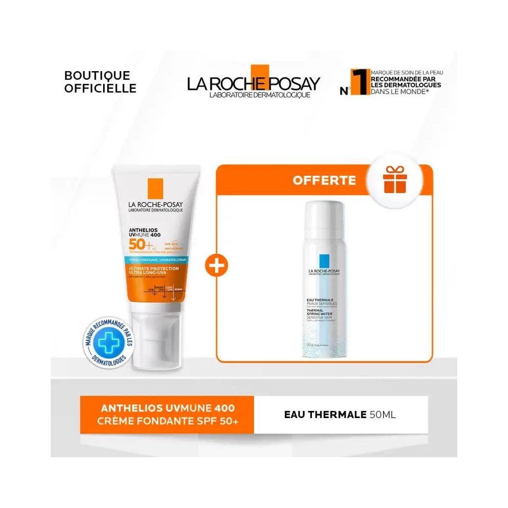 La Roche-Posay Anthelios UVMune 400 Crème Hydratante SPF50+ Invisible 50ml - Protection Solaire Ultra-Haute