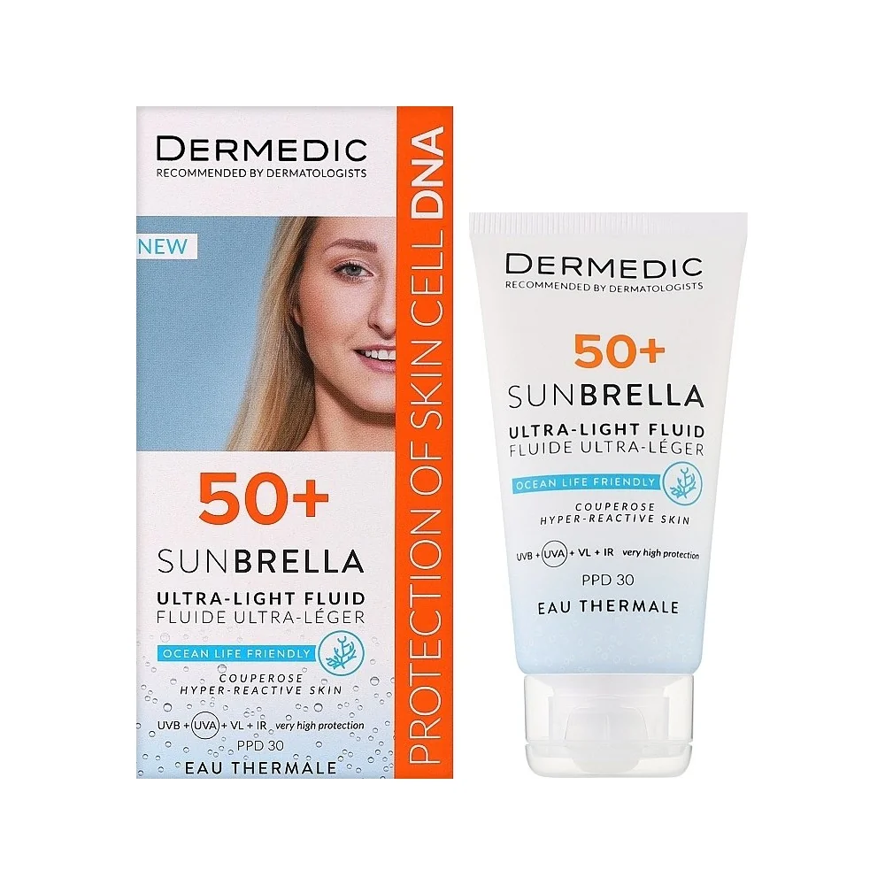 DERMEDIC SUNBRELLA FLUIDE ULTRA LÉGER SPF50+ PEAUX MIXTES À GRASSES 40ML