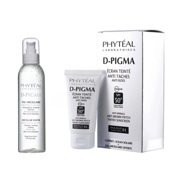 PHARMASHOP PHYTEAL DPIGMA ECRAN TEINTE BEIGE ECLAT SPF50+EAU MICELLAIRE A L'ALOE VERA 150ML (OFFERTE)