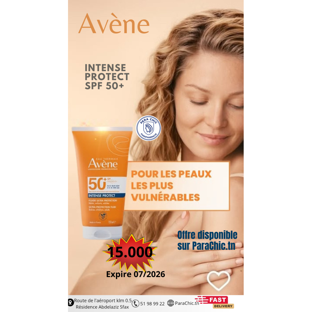 AVENE Intense Protect SPF50+ 150ML. ** destockage Expire 07/26