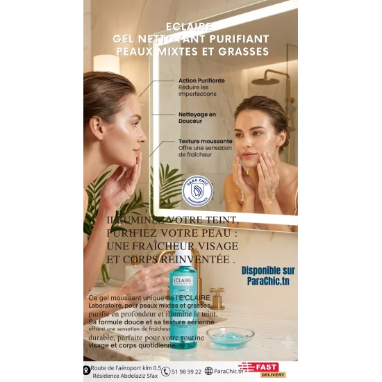 ECLAIRE GEL NETTOYANT PURIFIANT PEAUX MIXTES ET GRASSES 250ML