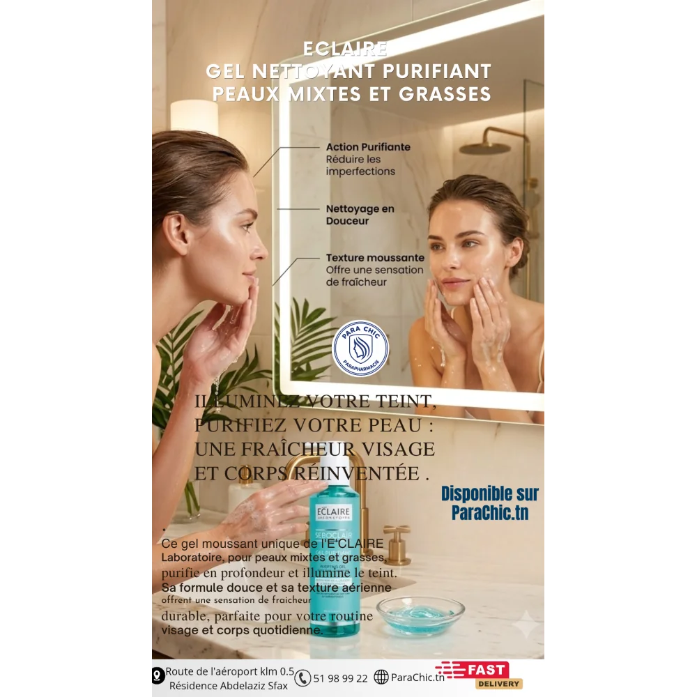 ECLAIRE GEL NETTOYANT PURIFIANT PEAUX MIXTES ET GRASSES 250ML